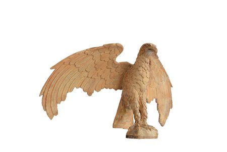 Arte del sec. XX "Aquila ad ali spiegate" scultura lignea (h. cm 60 x largh....