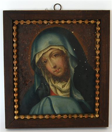 Ignoto, sec. XIX "Madonna" olio su lamiera (cm 20x17) In cornice (difetti e...