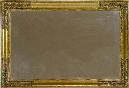 Grande specchiera rettangolare con cornice dorata, cm. 110x80.