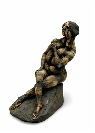 AGENORE FABBRI (1911-1998) Donna seduta 1979terracotta policroma cm...