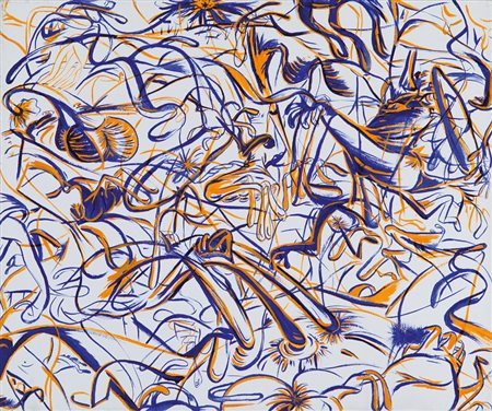 WILLIAMS SUE (1954-) Finger holes blue & orange 1997olio su tela cm...