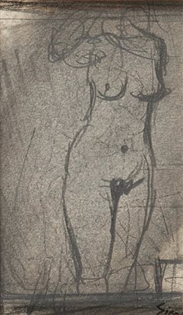 MARIO SIRONI (1885-1961) Nudo femminile, 1928 circamatita e matita grassa su...