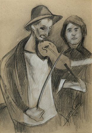LORENZO VIANI (1882-1936) Lotto di tre opereIl violinista 1933tecnica mista...