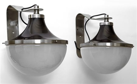 SERGIO MAZZADue lampade "Pi parete" per ARTEMIDE, anni '60. Ottone nichelato...