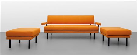 ISA (Editore) Un divano e due poggiapiedi, anni "60. Ferro verniciato,...