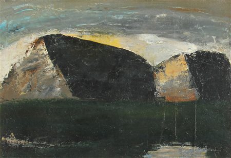 Mario SIRONI (Tempio Pausania 1885 Milano 1961) Montagne, 1950, olio su tela,...