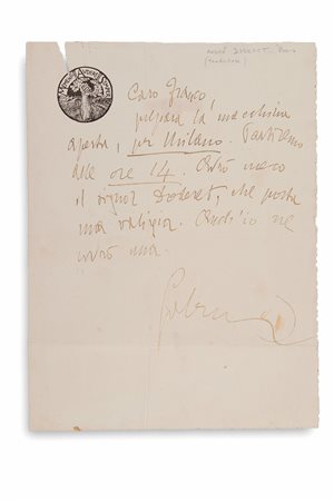 D'ANNUNZIO, Gabriele (1863-1938). Due lettere e otto buste autografe...