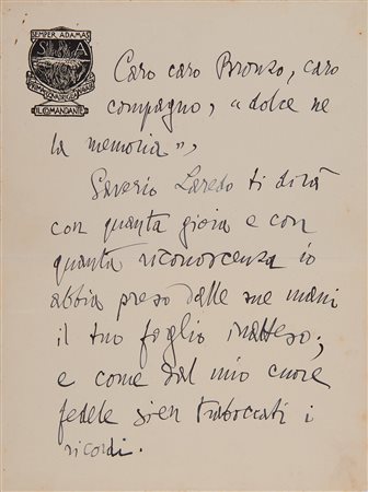 D'ANNUNZIO, Gabriele (1863-1938). Lettera autografa con relativa busta...