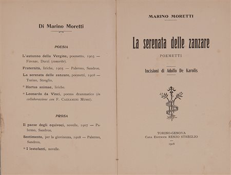 MORETTI, Marino (1885-1979). La serenata delle zanzare. Torino - Genova: Casa...