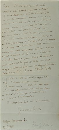 PASCOLI, Giovanni (1855-1912). Lettera autografa [indirizzata al pittore...