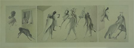 ALBERT DEBOIS Parigi 1938 " Senza titolo " pastelli su carta 20 x 64 cm...