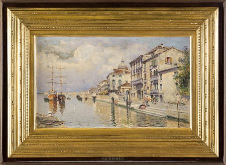 Veduta del Canal Grande a Venezia, olio su cartoncino cm 30x50 firmato in...