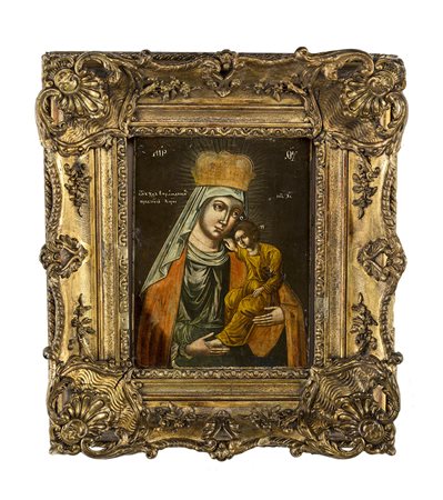 Madonna della tenerezza, olio su tavola, cm 30x20 XIX secolo