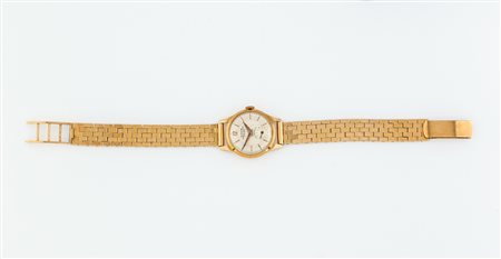 Orologio donna in oro giallo con bracciale tessuto g 35