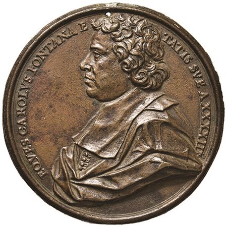 MEDAGLIE. Carlo Fontana (1638-1714) Medaglia in bronzo (mm 74) per i suoi 43...