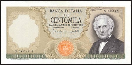 BANCONOTE. Banca d'Italia 100.000 lire 19/07/1970. BB/SPL