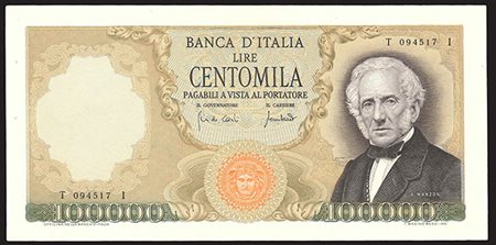 BANCONOTE. Banca d'Italia. 100.000 lire 19/07/1970. BB/SPL