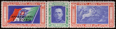 [REGNO D'ITALIA] 1933 Posta aerea "Crociera del Decennale", trittico...