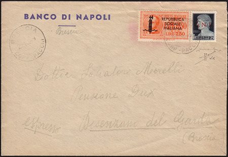 [R.S.I.] 1944 (29 ott.) Busta filatelica regolarmente viaggiata per posta, da...