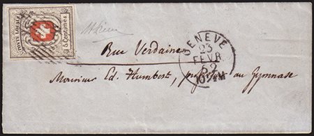 [SVIZZERA] 1852 (23 feb.) Ginevra, "Neuchâtel". Lettera senza testo da...