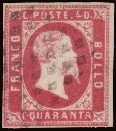 [SARDEGNA] 1851 I emissione, 40c. rosa. Firma Em. Diena Used..........(Sass. 3)