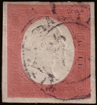 "[SARDEGNA] 1854 III emissione, 40c. rosso mattone. Firma Em. Diena...