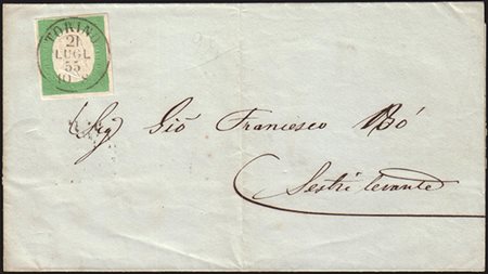 [SARDEGNA] 1855 (21 lug.) III emissione, lettera spedita da Torino a Sestri...