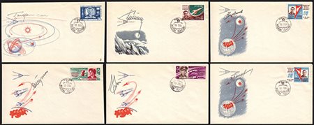 [RUSSIA] 1964 (10 gen.) Collezione di 6 buste autografate dagli astronauti...