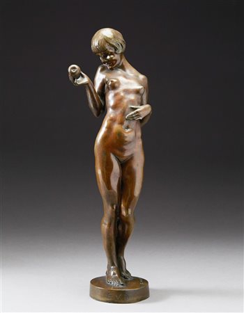 Francesco Modena (Bovolone 1882 - Mestre 1960) "Eva" scultura in bronzo (h cm...