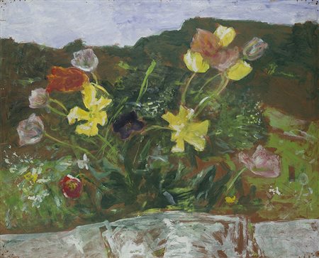 Guido Tallone (Bergamo 1894 - Alpignano 1967) "Fiori" olio su masonite (cm...