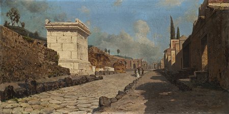 Antonio Leto (Monreale 1844 - Capri 1913) "Veduta delle rovine di Pompei"...