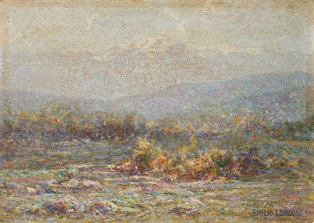 Emilio Longoni (Barlassina 1859 - Milano 1932) "Paesaggio alpino" olio su...