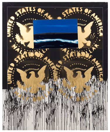 Franco Angeli (1935-1988), Paesaggio acrilico su tela, cm 160x130 firmato al...