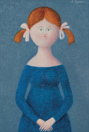 Antonio Bueno (1918-1984), La Principessina, 1980 olio su masonite, cm 30x20...