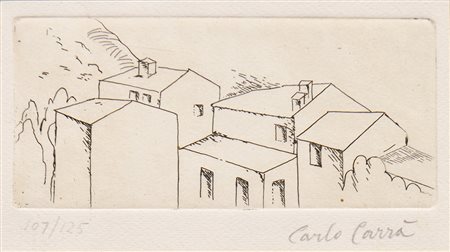 Carlo Carrà (Quargnento 1881 - Milano 1966) Senza titolo (Case a Belgirate),...