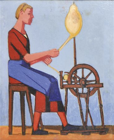 Alois Norer (Schwaz 1876 – 1951) Spinnerin;Spinnerin Öl auf Karton, 22,5 x...