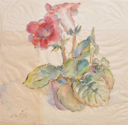 Anni Egösi (Meran 1894 – 1954) Gloxsinie;Gloxsinie Aquarell auf Japanpapier,...