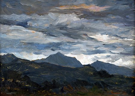 ATTILIO SIMONETTI, Alpi Apuane, 1914, Olio su tavola, 23 x 33 cm, Firma in...