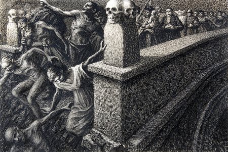 GIOVANNI BATTISTA CREMA, La morte al Ponte dei Quattro Capi, 1910 circa,...