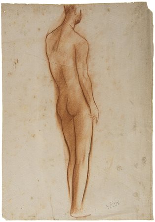 ALBERTO ZIVERI , Studio di nudo maschile, Sanguigna su carta, 50 x 35 cm...