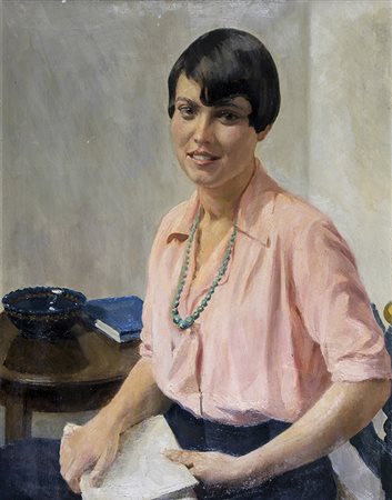 GIUSEPPE ROMAGNOLI, L’allieva, 1930, Olio su tavola, 72 x 55 cm,...