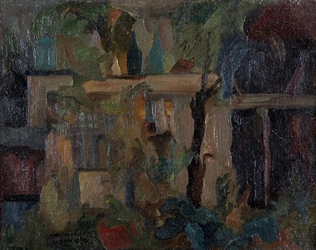 GIOVANNI OMICCIOLI, Orto 18, 1942, Olio su tela, 31 x 40 cm, Firma, data e...