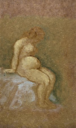 NINO BERTOLETTI, Nudo di donna, Olio su tavola, 48,5 x 28,5 cm, Autentica al...