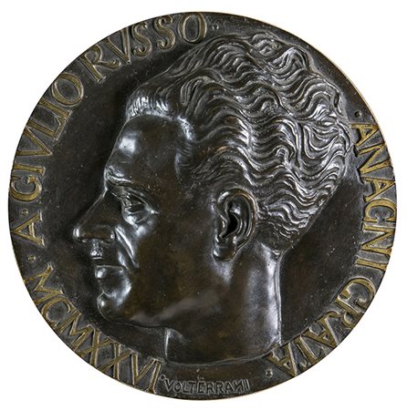VOLTERRANO VOLTERRANI, Il podestà Giulio Russo, 1926, Bassorilievo in bronzo,...