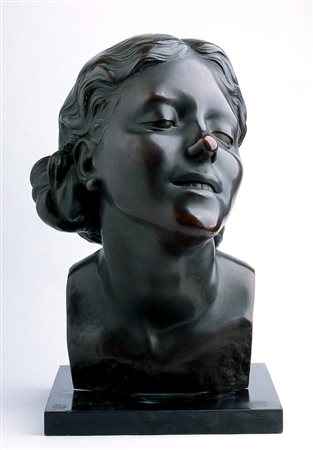 ATTILIO TORRESINI, Ritratto della moglie, 1926, Scultura in bronzo, h. cm...