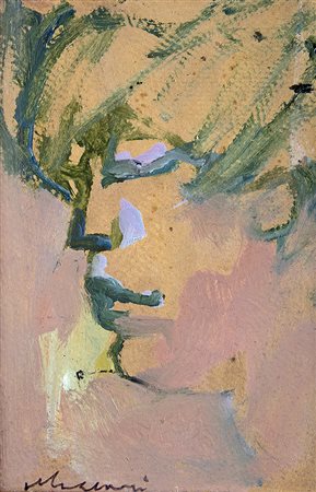 MINO MACCARI, Ritratto di donna, Anni ‘70, Tecnica mista su cartone, 18 x 17...