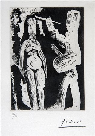 PABLO PICASSO, Atelier dell’artista, 1968, Acquatinta, n. esemplare 32/50, 12...