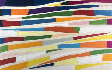 PIERO DORAZIO, Senza titolo, 1974, Collage di feltro colorato su tela, 74,5 x...