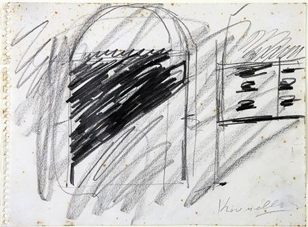 JANNIS KOUNELLIS, Senza titolo, 1985 circa, Carboncino su carta, 18,5 x 24,5...