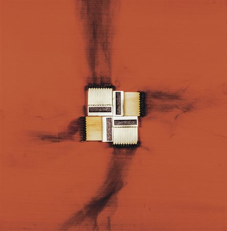 BERNARD AUBERTIN, Dessin de feu, 2009, Olio e collage su tela, 40 x 40 cm,...